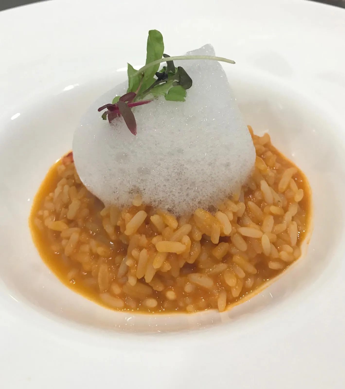 Arroz meloso con espuma