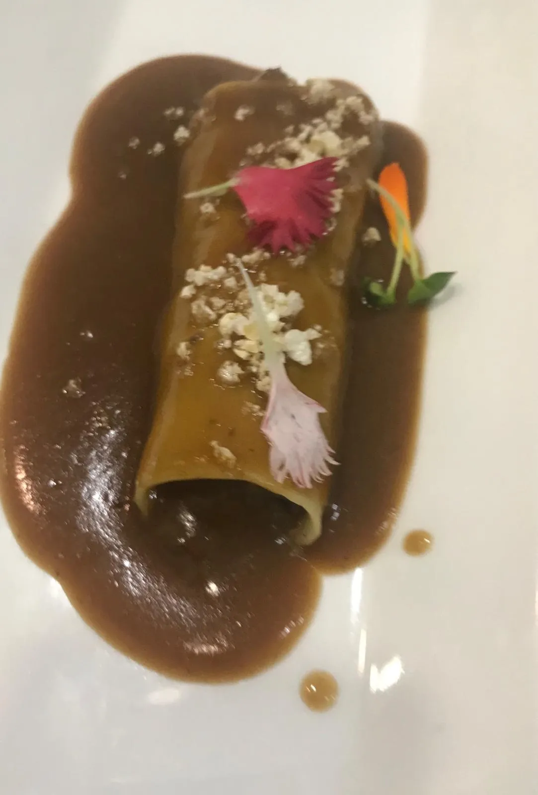 Canelón glaseado con su salsa